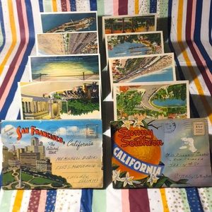 x2) 1930’s-1940’s folding postcards San Francisco & Sunny Southern California